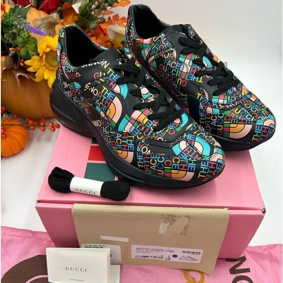 Men’s Gucci X north face low top trainers size 8 made in Italy - Picture 1 of 11